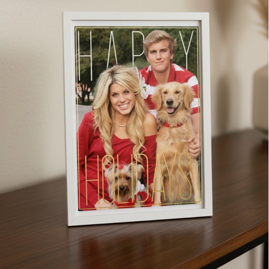 De Vœux En Aluminium Carte à paillettes Modern PhotoPop Joyeuses Fêtes