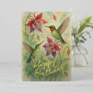 De Vœux En Aluminium Carte d'Anniversaire Gold Foil aux colibris coloré