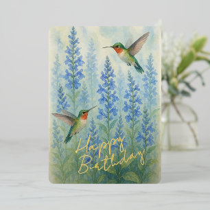 De Vœux En Aluminium Carte d'Anniversaire Gold Foil aux colibris coloré