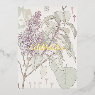 De Vœux En Aluminium Carte d'invitation personnalisée Lilac Foil