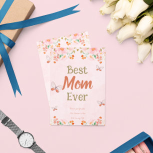 De Vœux En Aluminium Carte Fête des Mères Rose Floral