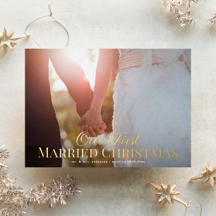 De Vœux En Aluminium Carte photo FOIL Elegant First Married Christmas