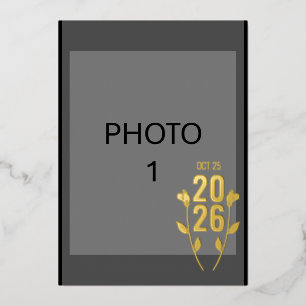 De Vœux En Aluminium Carte photo mariage Faire-part Gold Foil