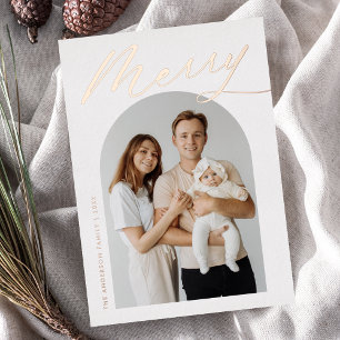 De Vœux En Aluminium Carte photo minimaliste rose gold 'Joyeux Noël' 2