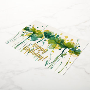 De Vœux En Aluminium Elégante carte florale verte joyeuse anniversaire