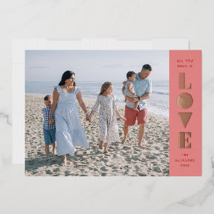 De Vœux En Aluminium Foil Geo Love Valentine's Day Carte photo - Rose
