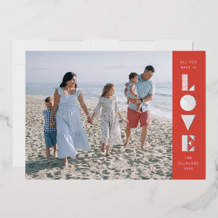 De Vœux En Aluminium Foil Geo Love Valentine's Day Carte photo - Rouge