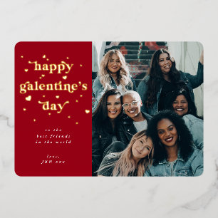 De Vœux En Aluminium Foil Happy Galentine's Day + Hearts Carte photo