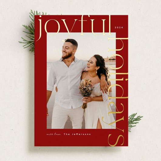 De Vœux En Aluminium Gras et brillant moderne Gold Carte photo