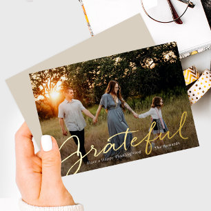De Vœux En Aluminium Gratuit Script Foil Thanksgiving Carte photo