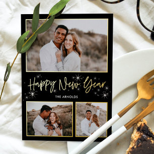 De Vœux En Aluminium Joyeux Carte photo du Nouvel An avec Sky FOIL
