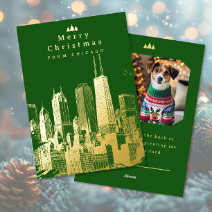 De Vœux En Aluminium Joyeux Noël Chicago Green Foil Carte photo