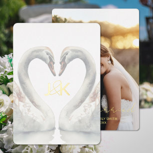 De Vœux En Aluminium Mariage Swan Foil Ajouter une carte photo