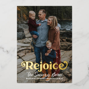 De Vœux En Aluminium Rejoice Religieux Noël Carte Foil