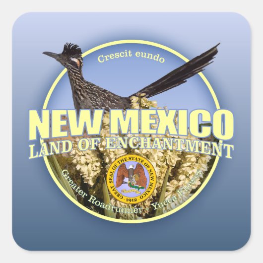 De vogel en bloem van de staat New Mexico Vierkante Sticker (Voorkant)