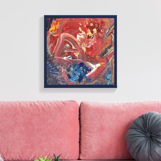 De vogel en het meer acryl schilderij canvas afdruk (Insitu (Woonkamer))