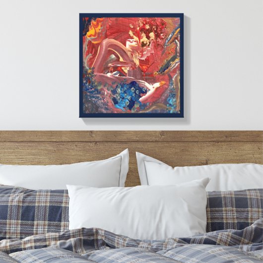 De vogel en het meer acryl schilderij canvas afdruk (Insitu (Slaapkamer))