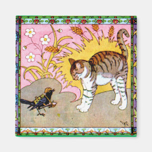 De vogel ontmoet de kat magneet