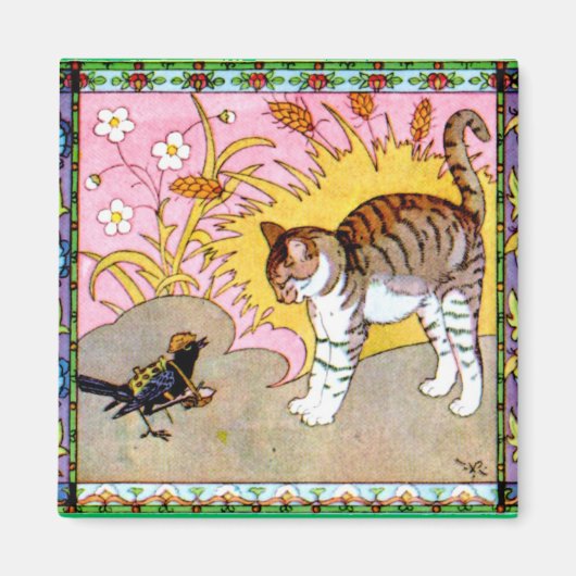 De vogel ontmoet de kat magneet (Voorkant)