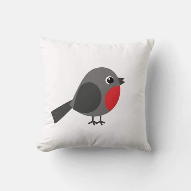 De vogel - roodborst kussen (Voorkant)