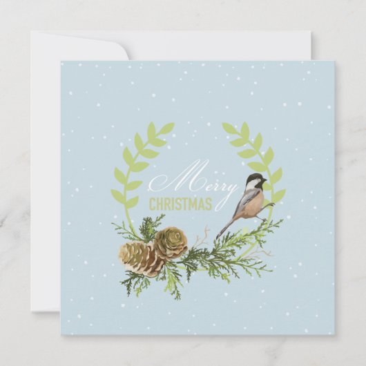 De vogel van de kerstkaart, denneappelsKerstmis Feestdagenkaart (Voorkant)