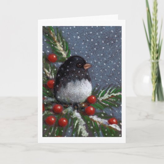 De Vogel van Junco van Kerstmis, het Potlood van Feestdagen Kaart (Voorkant)