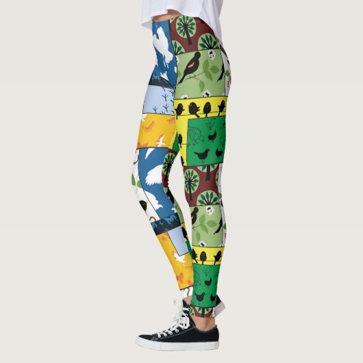 De vogels Alfred Hitchcock dachten dat Patchwork T Leggings (Links)