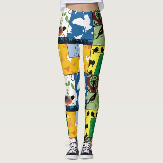 De vogels Alfred Hitchcock dachten dat Patchwork T Leggings (Voorkant)
