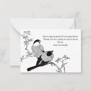 De vogels in de takken bedanken jullie kaarten notitiekaartje