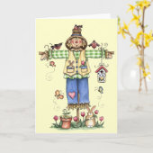 De Vogelverschrikker van de lente - Wenskaart Kaart (Gele Bloem)