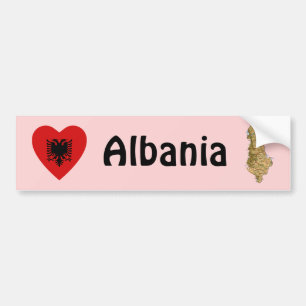De Voiture Autocollant Albania Drapeau Cœur + Carte