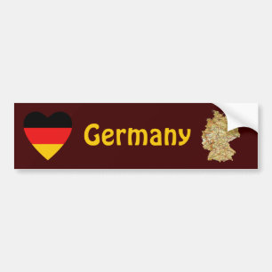 De Voiture Autocollant Allemagne Drapeau Cœur + Carte
