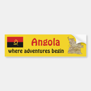 De Voiture Autocollant Angola Drapeau + Carte