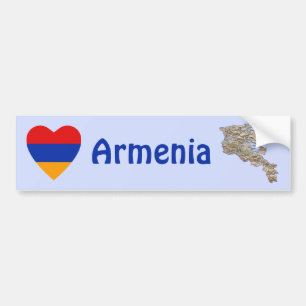 De Voiture Autocollant Armenia Drapeau Cœur + Carte