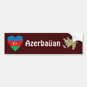 De Voiture Autocollant Azerbaïdjan Drapeau Cœur + Carte