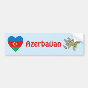 De Voiture Autocollant Azerbaïdjan Drapeau Cœur + Carte
