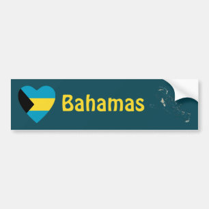 De Voiture Autocollant Bahamas Drapeau Cœur + Carte