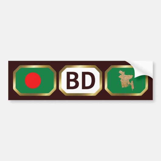 De Voiture Autocollant Bangladesh Drapeau Carte Code (Devant)
