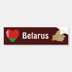 De Voiture Autocollant Belarus Drapeau Cœur + Carte