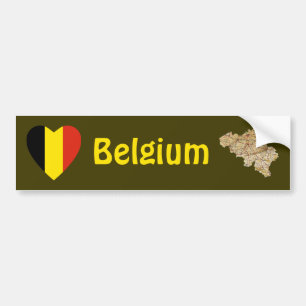 De Voiture Autocollant Belgique Drapeau Cœur + Carte