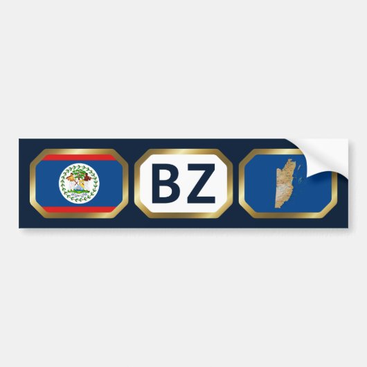 De Voiture Autocollant Belize Drapeau Carte Code (Devant)