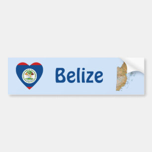 De Voiture Autocollant Belize Drapeau Cœur + Carte