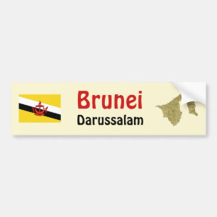 De Voiture Autocollant Brunei Drapeau + Carte
