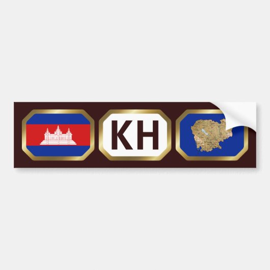 De Voiture Autocollant Cambodge Drapeau Carte Code (Devant)