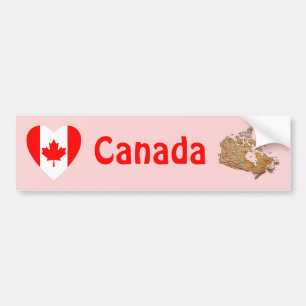 De Voiture Autocollant Canada Drapeau Cœur + Carte