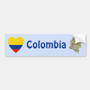 De Voiture Autocollant Colombie Drapeau Cœur + Carte