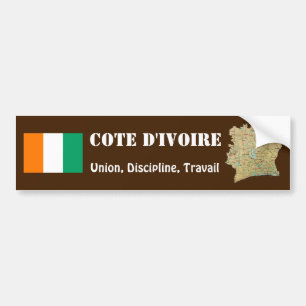 De Voiture Autocollant Cote d'Ivoire Drapeau + Carte