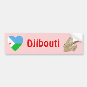 De Voiture Autocollant Djibouti Drapeau Cœur + Carte