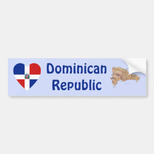 De Voiture Autocollant Dominican Rep. Drapeau Cœur + Carte