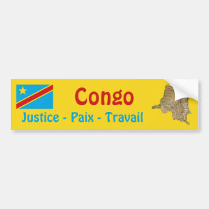 De Voiture Autocollant Drapeau + Carte du Congo-Kinshasa